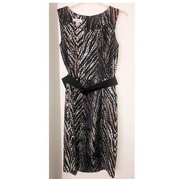 DRESS BARN -WOMENS STRAP ANIMAL PRINT BELTED KNEE LENGHT DRESS SIZE 10 - Picture 4 of 7